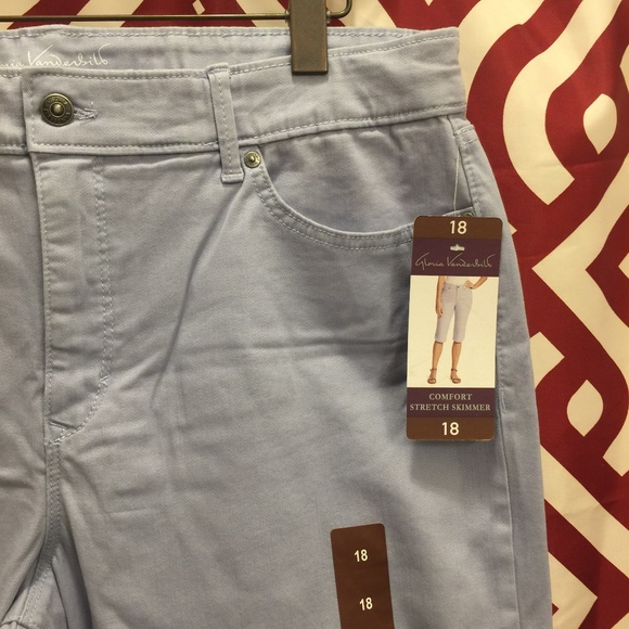 Gloria Vanderbilt Blue Stretch Skimmer Capri 18 - Picture 3 of 14